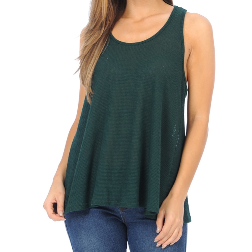 Hunter Green Tricot Racerback Tank Top